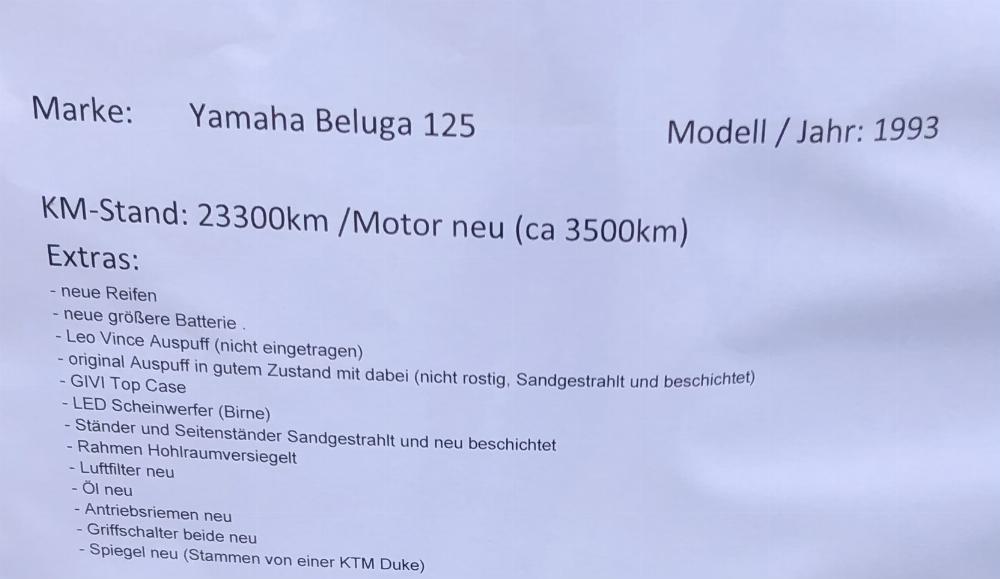 Motorrad verkaufen Yamaha Yamaha Beluga Xc 125 Ankauf